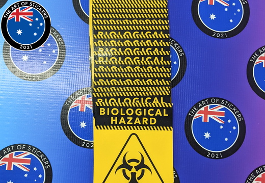 Bulk Custom Printed Contour Cut Die-Cut Caution Biological Hazard Vinyl Business Safety Stickers