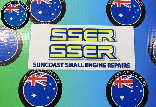 Custom Printed Contour Cut Die-Cut Suncoast Small Engine Repairs Vinyl Business Logo Stickers