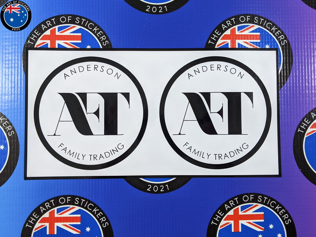 Custom Vinyl Cut Anderson Family Trading Business Logo Stickers