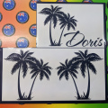 Custom Vinyl Cut Palm Tree Doris Lettering Business Stickers