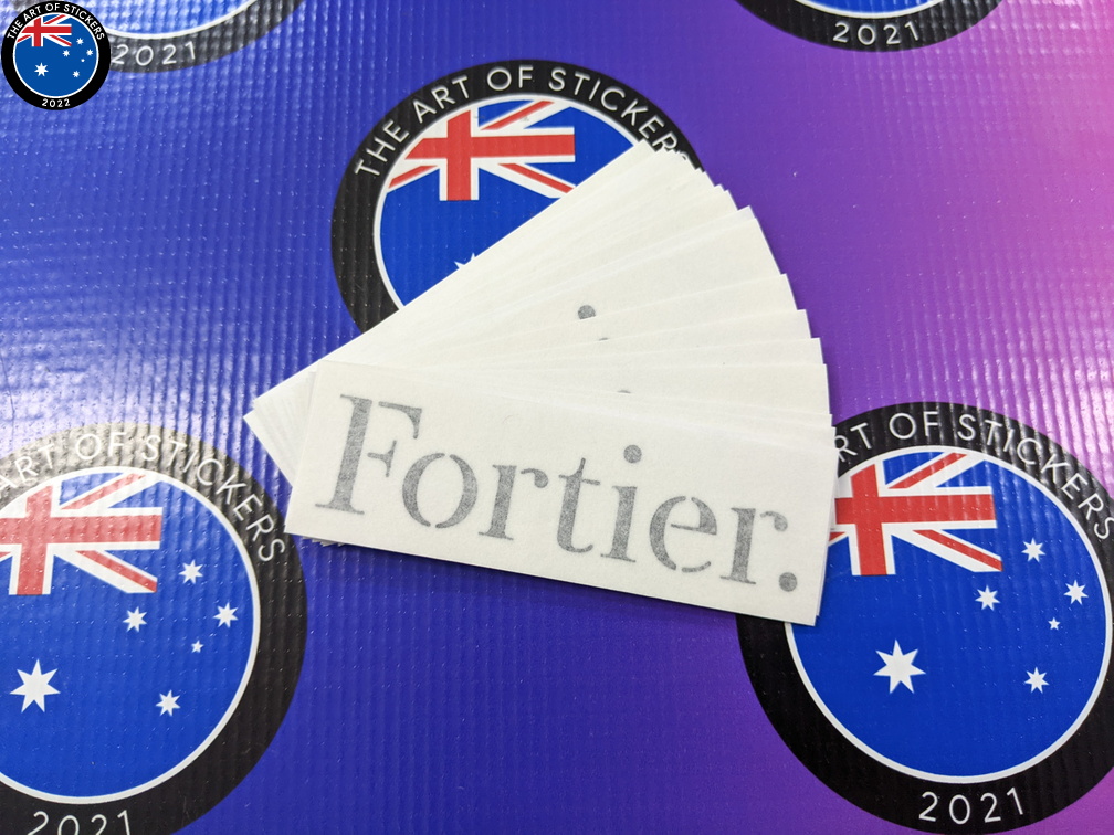 Custom Vinyl Cut Fortier Lettering Business Logo Stickers