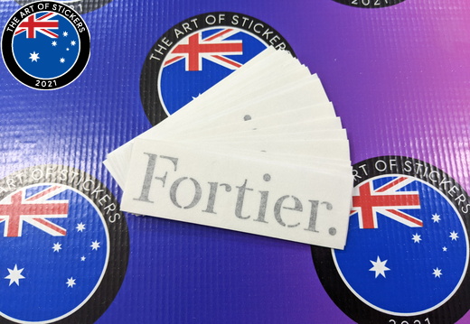 Custom Vinyl Cut Fortier Lettering Business Logo Stickers