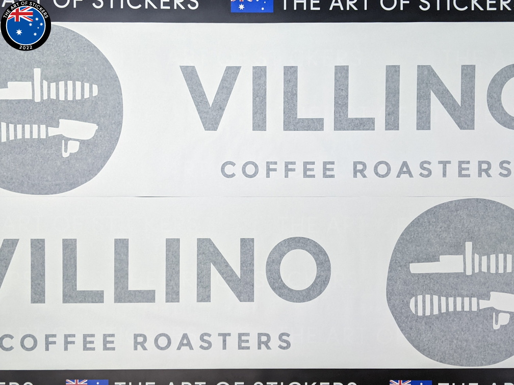 Custom Vinyl Cut Villino Coffee Roasters Lettering Business Logo Stickers