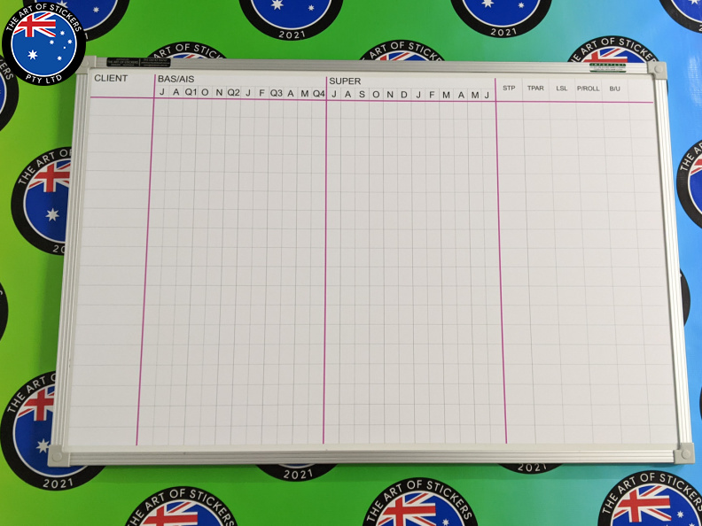 Custom Printed Dry Erase Laminated Accountant Client Tracker Business Whiteboard