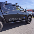 Custom Printed and Vinyl Cut Evoke Roofing Business Vehicle Logo Graphics Drivers Side Angle