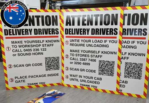 Custom Printed Attention Delivery Drivers Corflute Business Signage