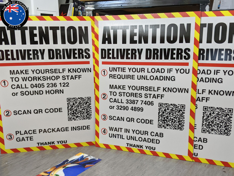 Custom Printed Attention Delivery Drivers Corflute Business Signage