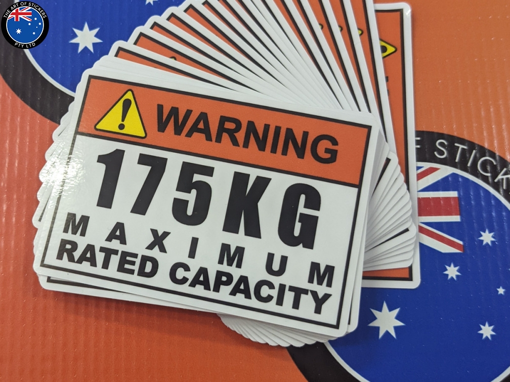 Bulk Catalogue Printed Contour Cut Die-Cut Warning Maximum Rated Capacity Vinyl Business Safety Signage Stickers