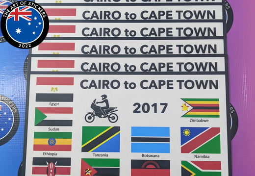 Custom Printed Contour Cut Die-Cut Cairo to Cape Town Vinyl Business Stickers