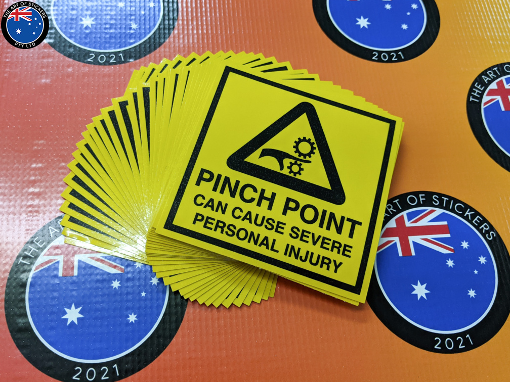 Bulk Custom Printed Contour Cut Die-Cut Pinch Point Vinyl Business Safety Signage Stickers