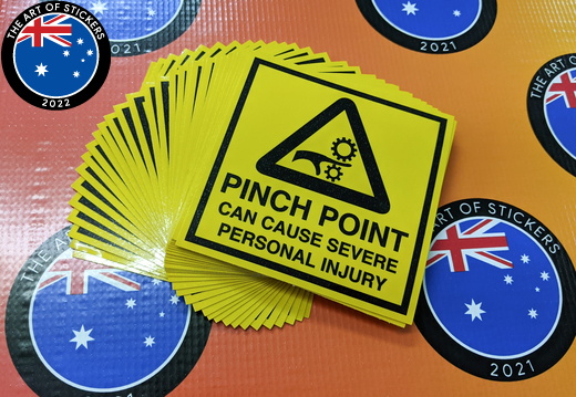 Bulk Custom Printed Contour Cut Die-Cut Pinch Point Vinyl Business Safety Signage Stickers