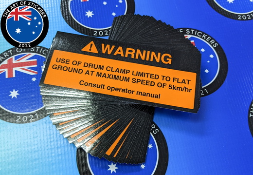 Bulk Various Custom Printed Contour Cut Die-Cut Warning Drum Clamp Limited Vinyl Business Stickers