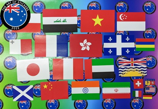Catalogue Printed Contour Cut Die-Cut Flags of the World Vinyl Stickers