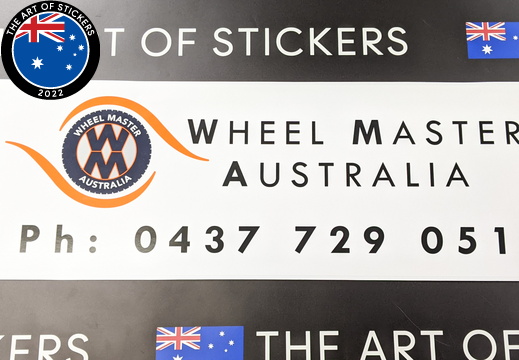 Custom Printed Contour Cut Wheel Master Australia Vinyl Business Logo Stickers