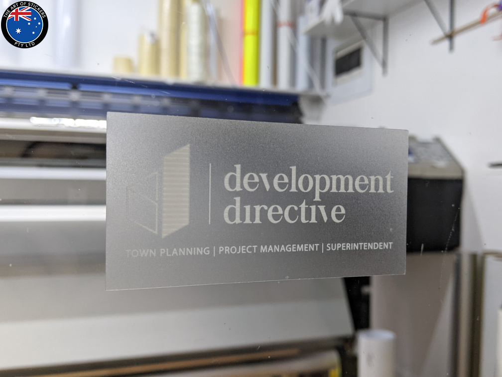 Custom Printed Contour Cut Die Cut Development Directive White Ink Clear Vinyl Business Logo Stickers
