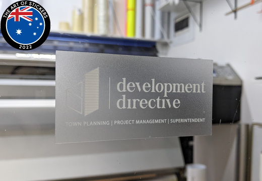 Custom Printed Contour Cut Die Cut Development Directive White Ink Clear Vinyl Business Logo Stickers