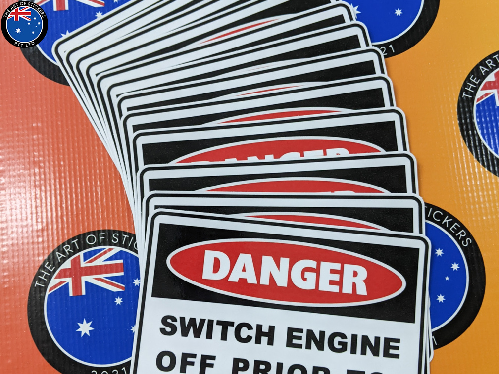 Bulk Custom Printed Contour Cut Die-Cut Danger Switch Engine off Vinyl Business Safety Signage Stickers