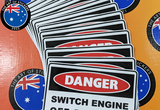 Bulk Custom Printed Contour Cut Die-Cut Danger Switch Engine off Vinyl Business Safety Signage Stickers