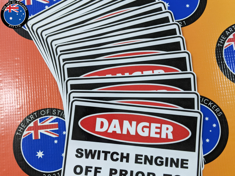 Bulk Custom Printed Contour Cut Die-Cut Danger Switch Engine off Vinyl Business Safety Signage Stickers