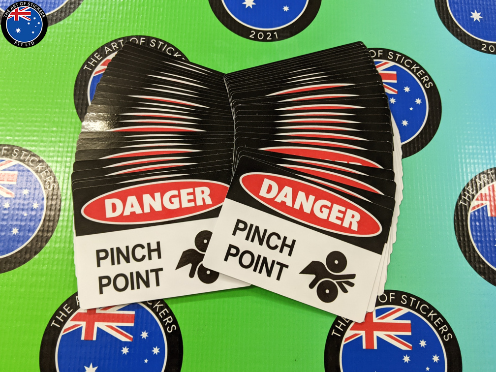 Bulk Custom Printed Contour Cut Die-Cut Danger Pinch Point Vinyl Business Stickers