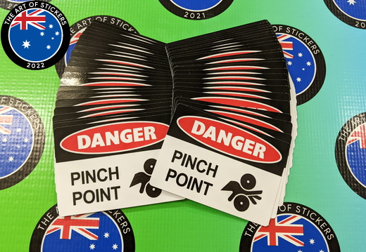 Bulk Custom Printed Contour Cut Die-Cut Danger Pinch Point Vinyl Business Stickers