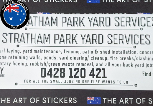 Custom Printed Contour Cut Die-Cut Stratham Park Yard Servicers Vinyl Business Signage Stickers