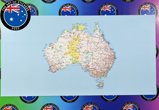 Catalogue Printed Die-Cut Australia Map Panel Vinyl Sticker