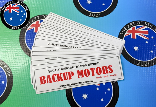Bulk Custom Printed Contour Cut Die-Cut Backup Motors Vinyl Business Logo Stickers