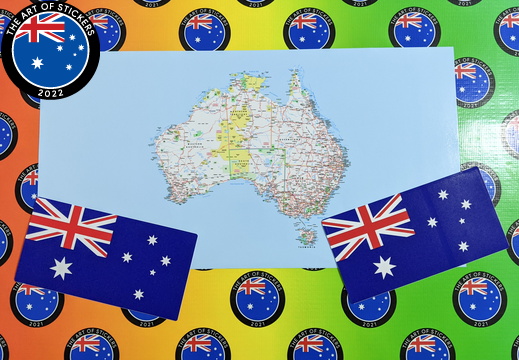 Catalogue Printed Contour Cut Die-Cut Australia Map Panel Flags Vinyl Stickers