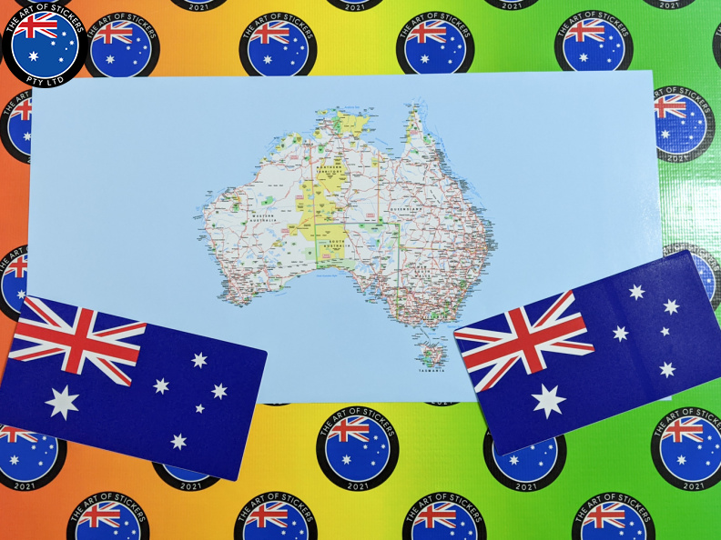 Catalogue Printed Contour Cut Die-Cut Australia Map Panel Flags Vinyl Stickers