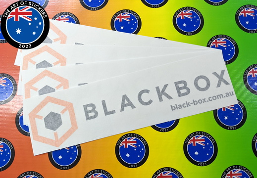 Custom Printed Contour Cut Black Box Vinyl Business Logo Stickers