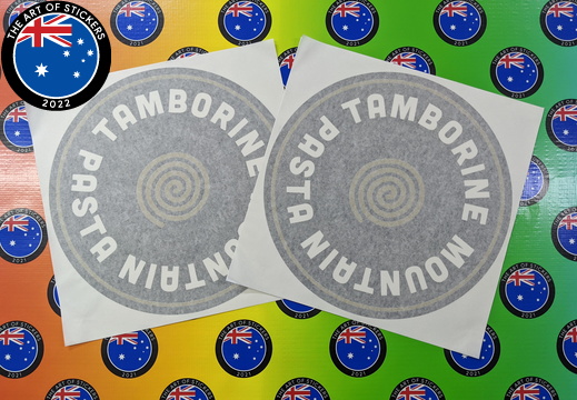 Custom Printed Contour Cut Tambourine Mountain Pasta Vinyl Business Logo Stickers