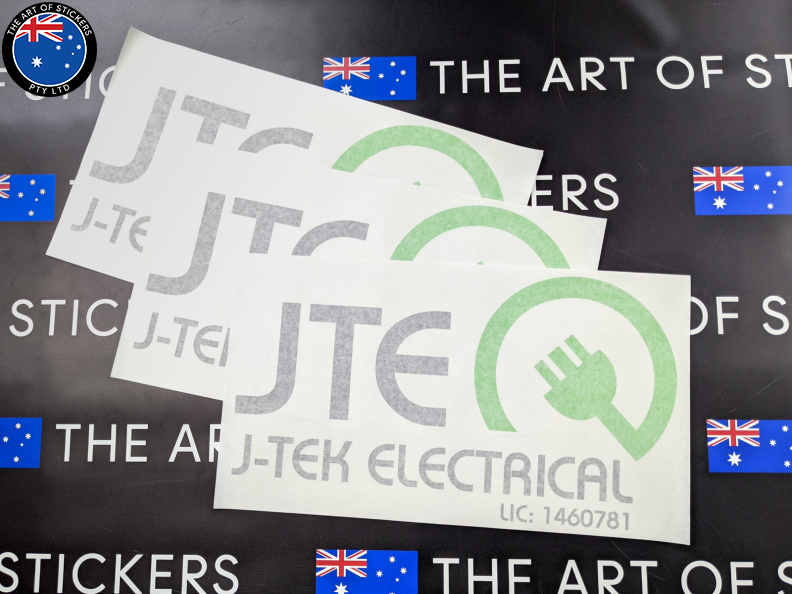 Custom Printed Contour Cut J-Tek Electrical Vinyl Business Logo Stickers