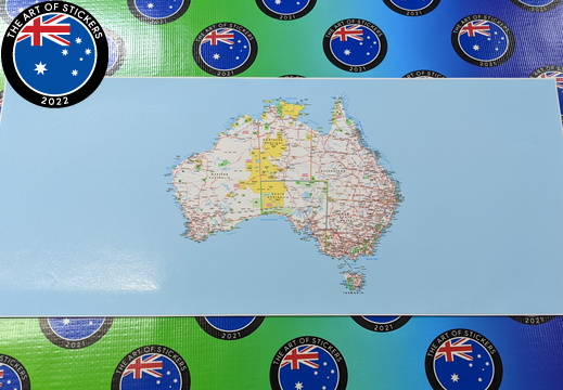 Catalogue Printed Contour Cut Australia Map Panel Vinyl Sticker