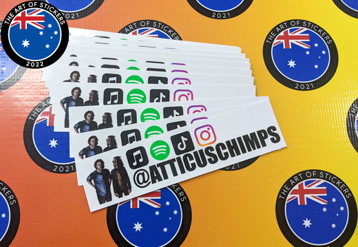 Bulk Custom Printed Contour Cut Die-Cut Atticus Chimps Vinyl Business Logo Stickers