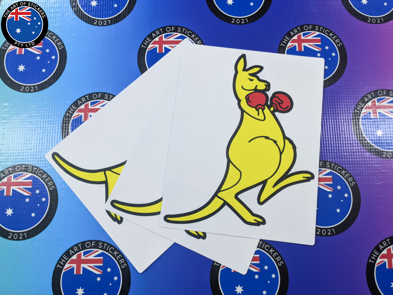 Catalogue Printed Contour Cut Die-Cut Boxing Kangaroo Vinyl Business Stickers