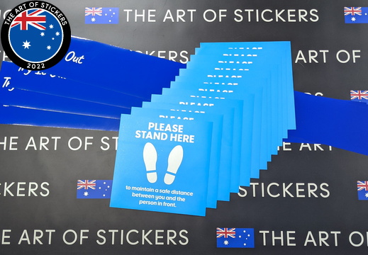 Custom Printed Floor Laminated Die-Cut Please Stand Here Try It Out Vinyl Business Stickers