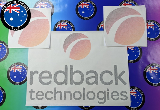 Custom Printed Contour Cut Redback Technologies Vinyl Business Logo Stickers