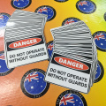 Bulk Catalogue Printed Contour Cut Die-Cut Danger Do Not Operate Without Guards Vinyl Business Safety Signage Stickers
