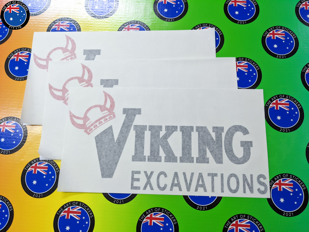 Custom Vinyl Cut Viking Excavations Business Logo Decal Stickers