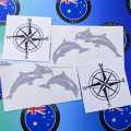 Custom Mixed Printed Die-Cut Compass and Vinyl Cut Dolphin Decal Stickers 