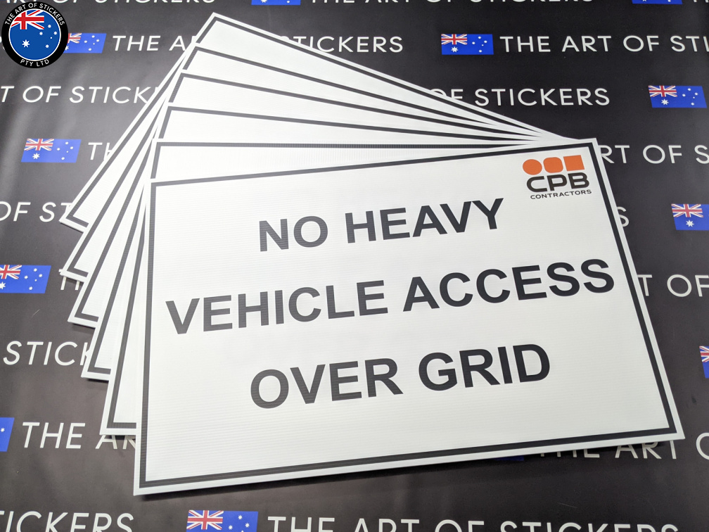 Custom Printed CPB Contractors No Heavy Vehicle Access Corflute Business Signage
