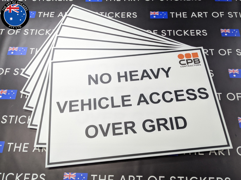 Custom Printed CPB Contractors No Heavy Vehicle Access Corflute Business Signage