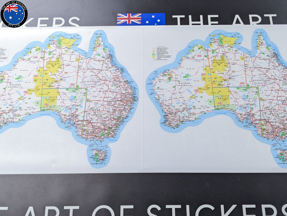 Catalogue Printed Contour Cut Map of Australia Vinyl Stickers