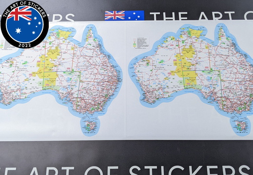 Catalogue Printed Contour Cut Map of Australia Vinyl Stickers
