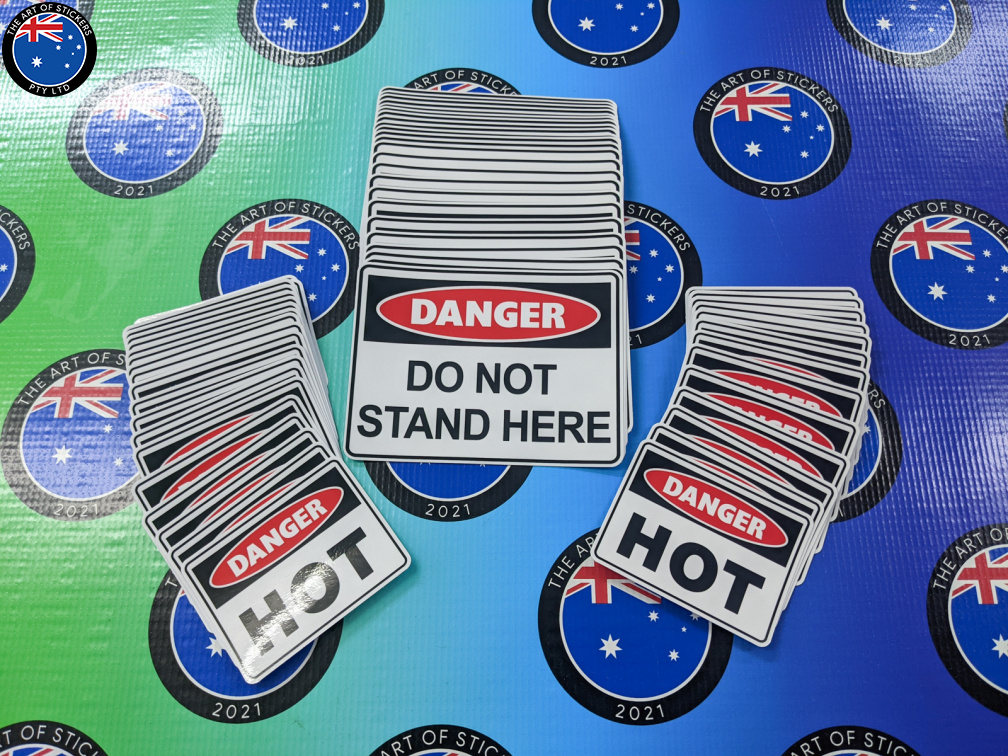 Bulk Catalogue Printed Contour Cut Die Cut Danger Hot Do Not Stand Here Vinyl Business Safety Signage Stickers