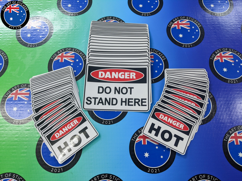 Bulk Catalogue Printed Contour Cut Die Cut Danger Hot Do Not Stand Here Vinyl Business Safety Signage Stickers