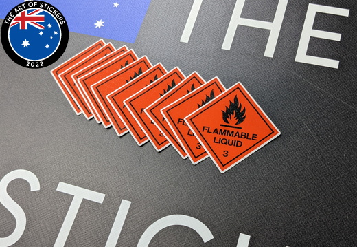 Catalogue Printed Contour Cut Die Cut Flammable Liquid 3 Vinyl Business Safety Stickers