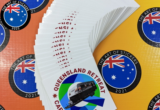 Bulk Custom Printed Contour Cut Die-Cut Queensland Retreat Caravan Group Vinyl Business Logo Stickers