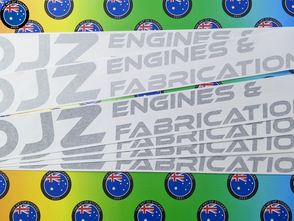 Custom Vinyl Cut DJZ Engines and Fabrication Lettering Business Logo Stickers